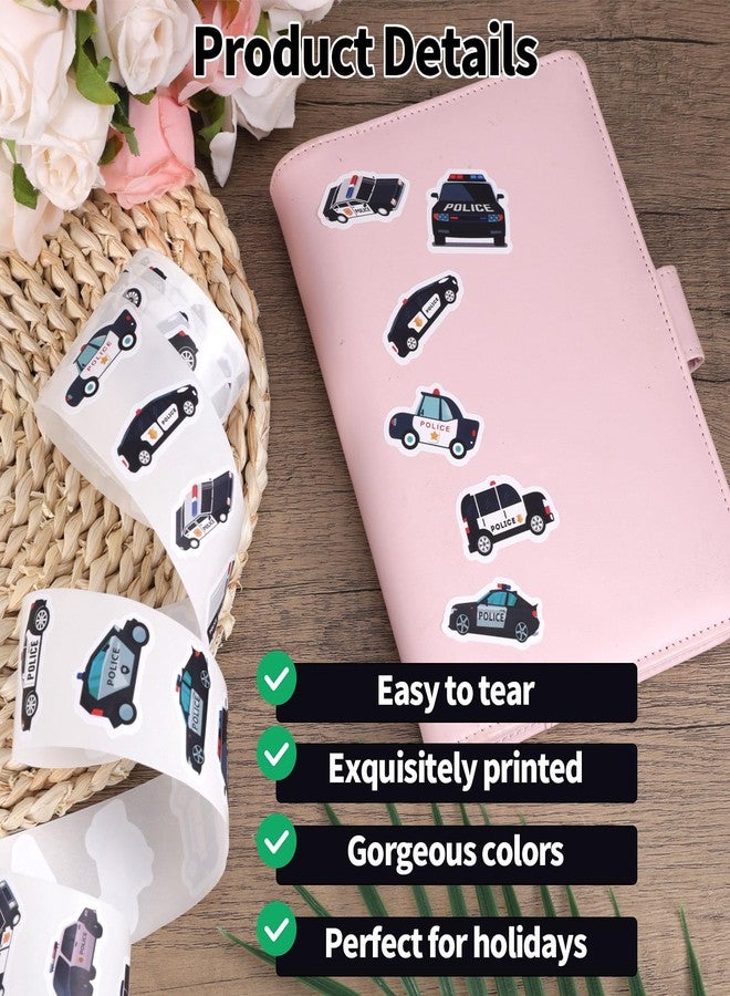 Penitue 500 Pcs Police Stickers Roll, Law Enforcement Patrol Car Themed Self-Adhesive Vehicle Decal for Kids Birthday Parties Decorations Classroom Rewards Scrapbooking Water Bottles & DIY Crafts - Image 3